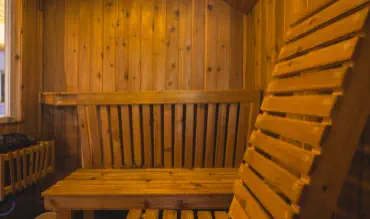 sauna with seating for four in vacation rental