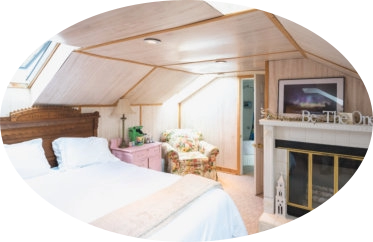 serenity room 3rd floor room with fireplace and skylights