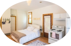 deluxe suite with stove and refridgerator