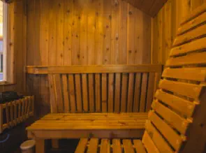sauna with seating for four in vacation rental